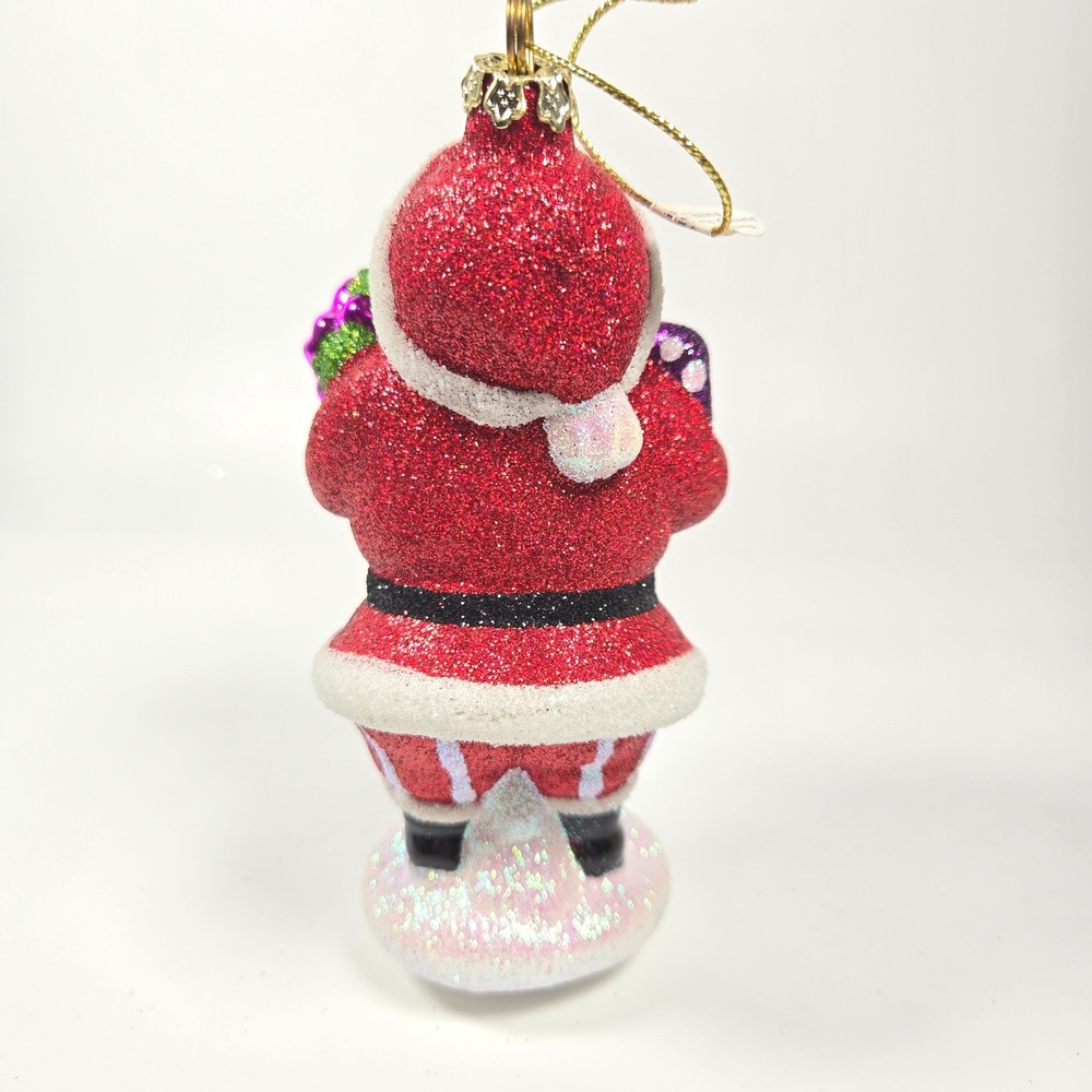 Nice Blown Glass Christmas Ornament Santa Glitter Sparkle Bejeweled‎ Costco - Picture 4 of 9